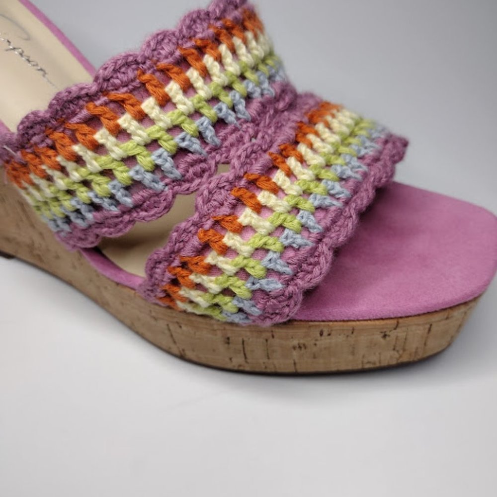 New Jessica Simpson Multi Colorful Knit Detail Sandals - Picture 3 of 7